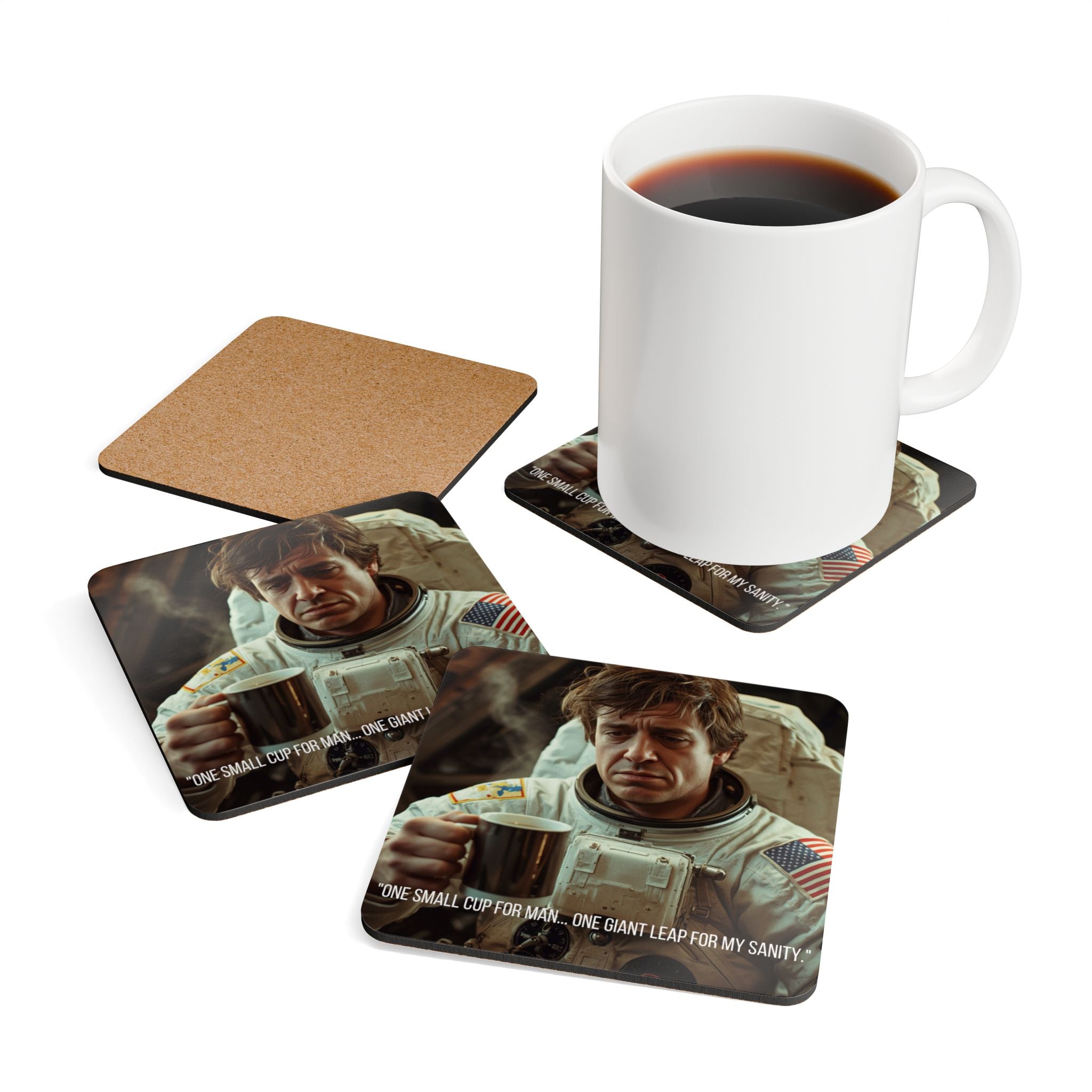 Astronaut Coffee Quote Cork Coaster