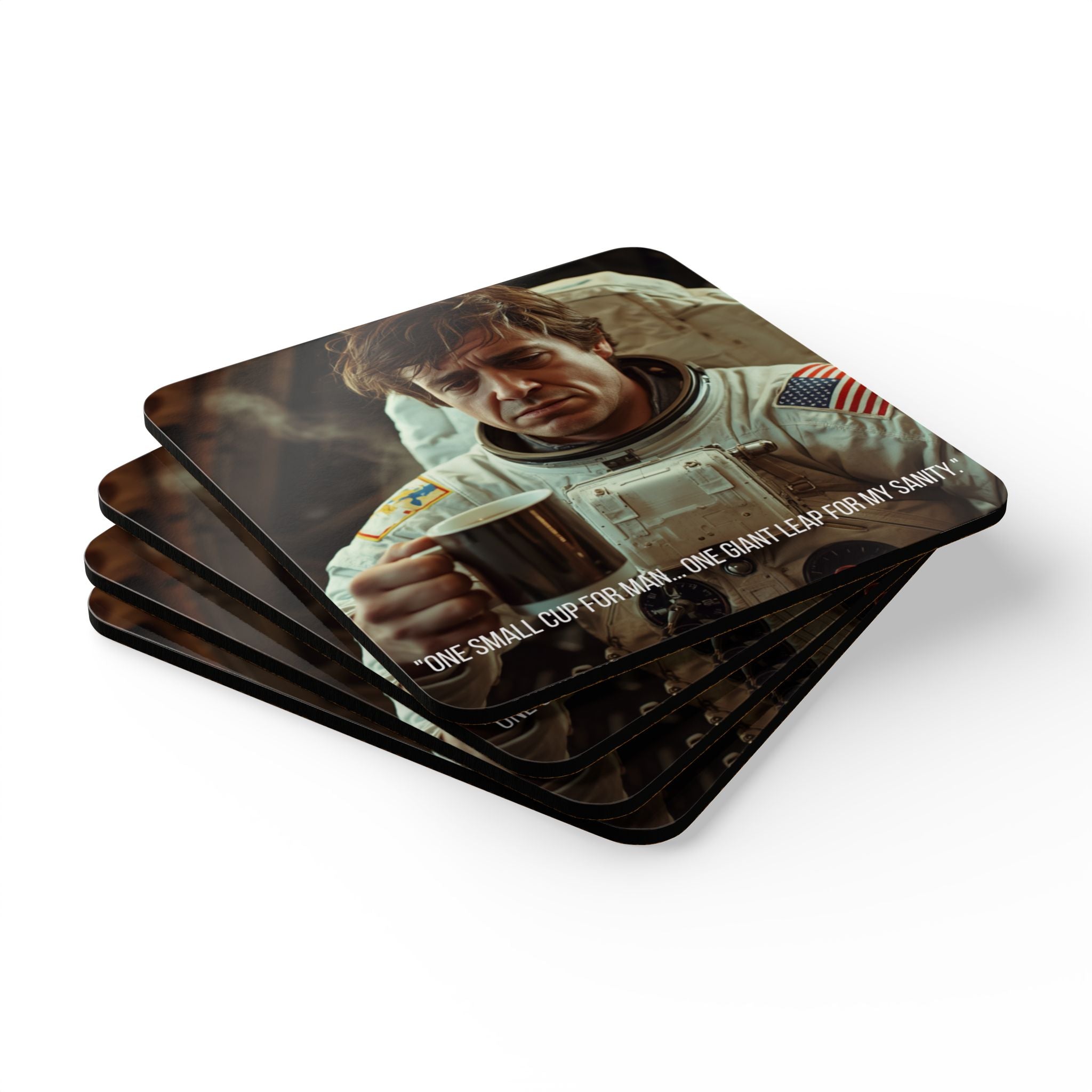 Astronaut Coffee Quote Cork Coaster