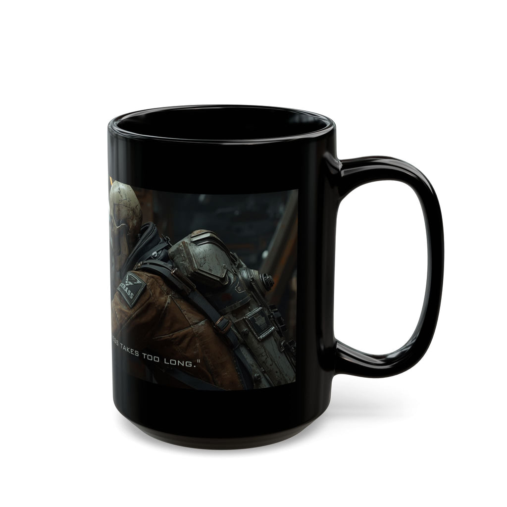 Funny Space Skeleton Coffee Quote Mug | Black Ceramic Coffee Cup