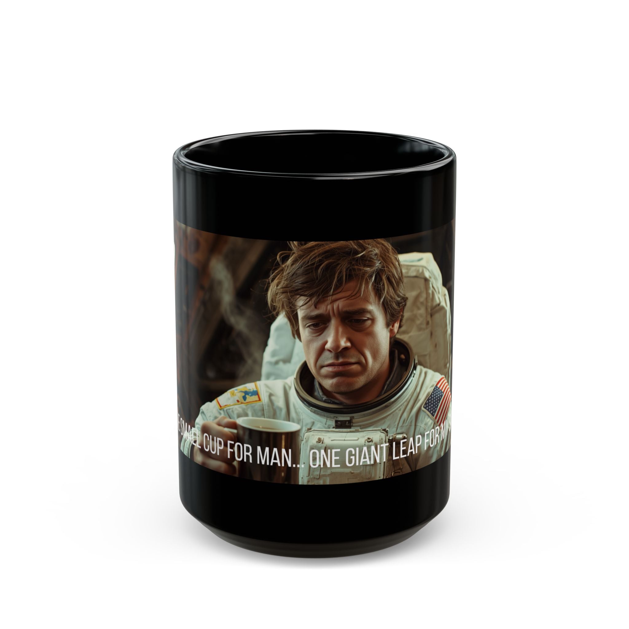 One Giant Leap for My Sanity Mug | Black Ceramic Coffee Mug