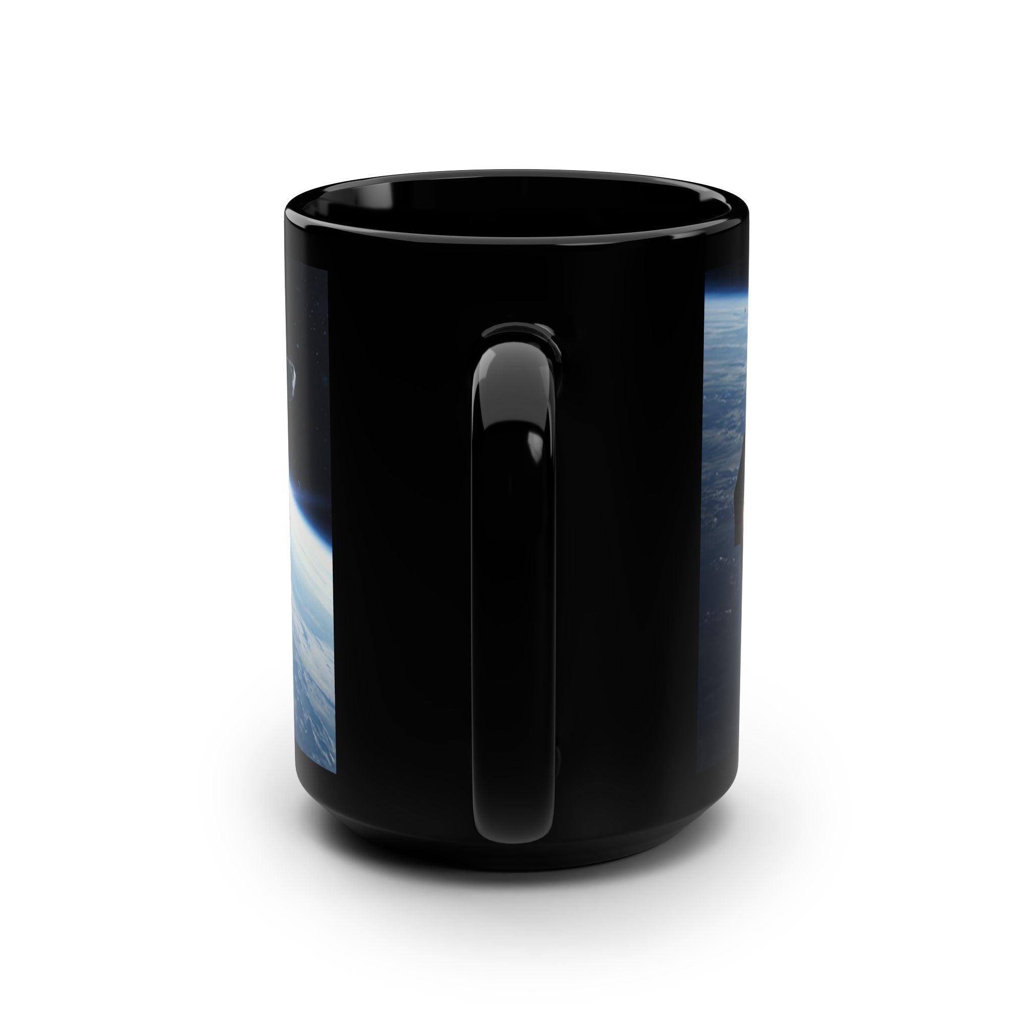 15oz Black Mug — Hard Sci‑Fi Ice Hauler Spacecraft Design