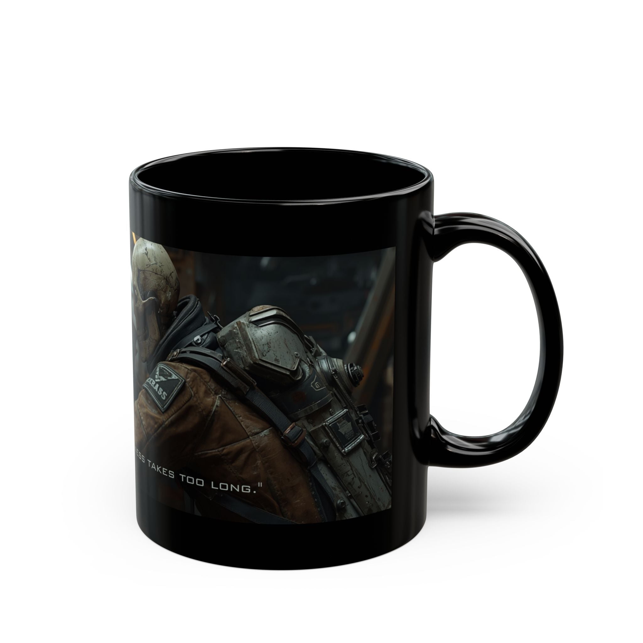 Funny Space Skeleton Coffee Quote Mug | Black Ceramic Coffee Cup
